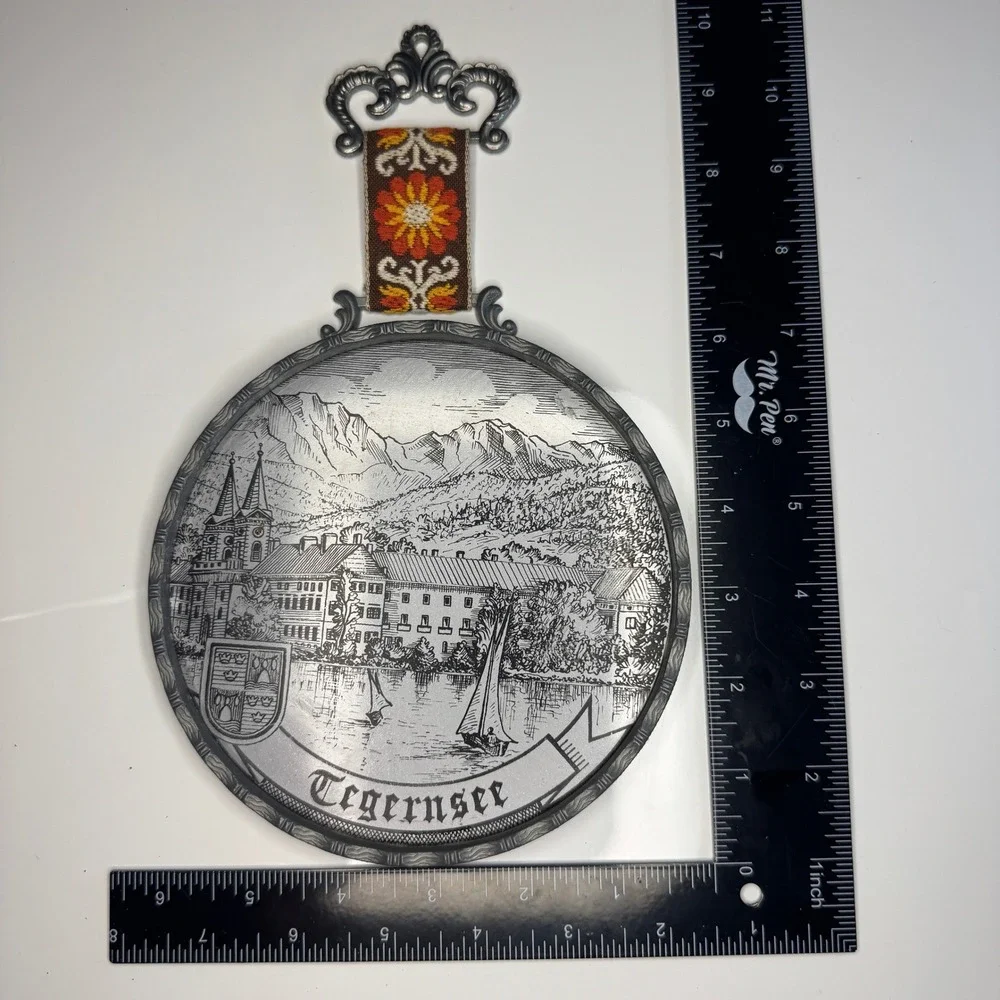 Vintage Decorative Wall Hanging Scenic Town Cityscape Embroidered Ribbon Germany